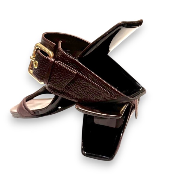 United Nude Loop Hi Sandals – Brown Leather with Gold Buckle – Size 39 - Picture 9 of 10